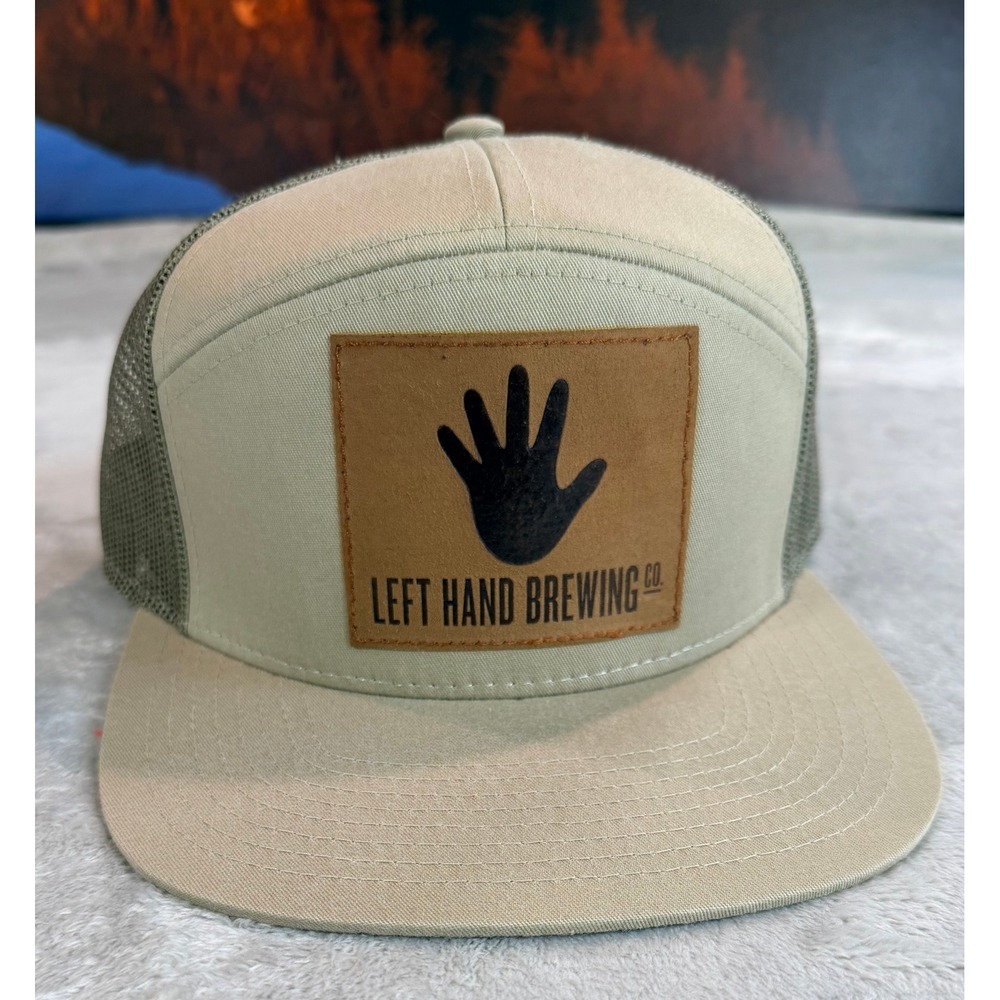 Left Hand Brewing Co Men Hat Richardson Panel Mesh Snapback Hat Khaki Tan OSFM